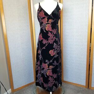 NEW Rachel Zoe Dark Floral Velvet Burnout Maxi Slip Dress Size 14 NWT